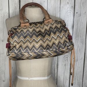 Miss Albright for Anthropologie Metallic Ikat Chevron Satchel